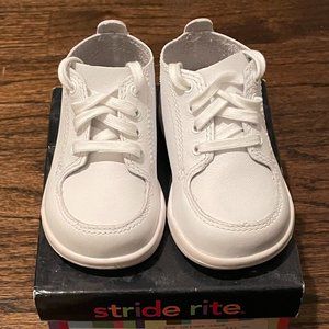Kids Stride Rite White Leather Lace-up Sneakers